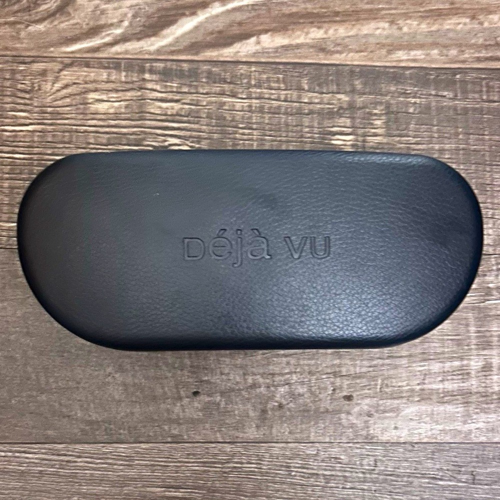 Déjà vu Black Hard Clamshell Case for Glasses, Portable Faux Leather